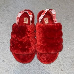 Red “Fluff Yeah” Ugg Slides